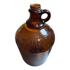 Vintage Amber Glass Clorox Jug Embossed Advertising Bottle  11.5 Inches Tall